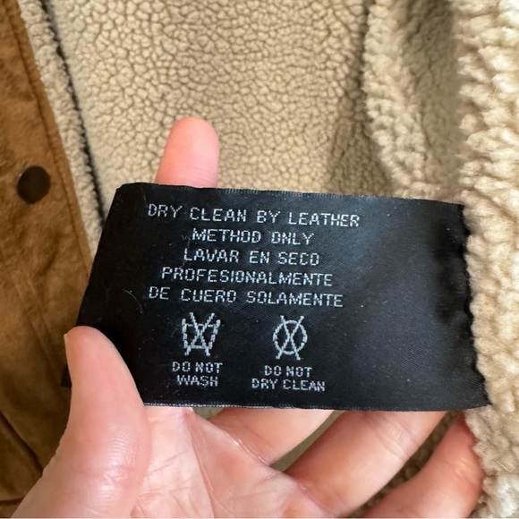 VTG LP Uomo Leather Sherpa Lined Suede Jacket Men Large Tan Western Barn Chore - Picture 6 of 14